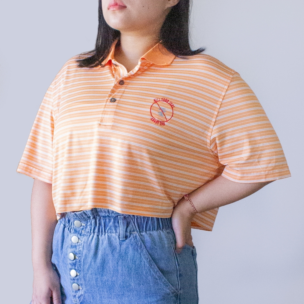 "Kill Your Idol" Orange Polo Crop Top